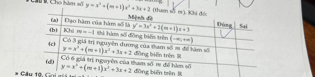 Cầu 9. Cho hàm số 
» Câu 10. Gọi gián R