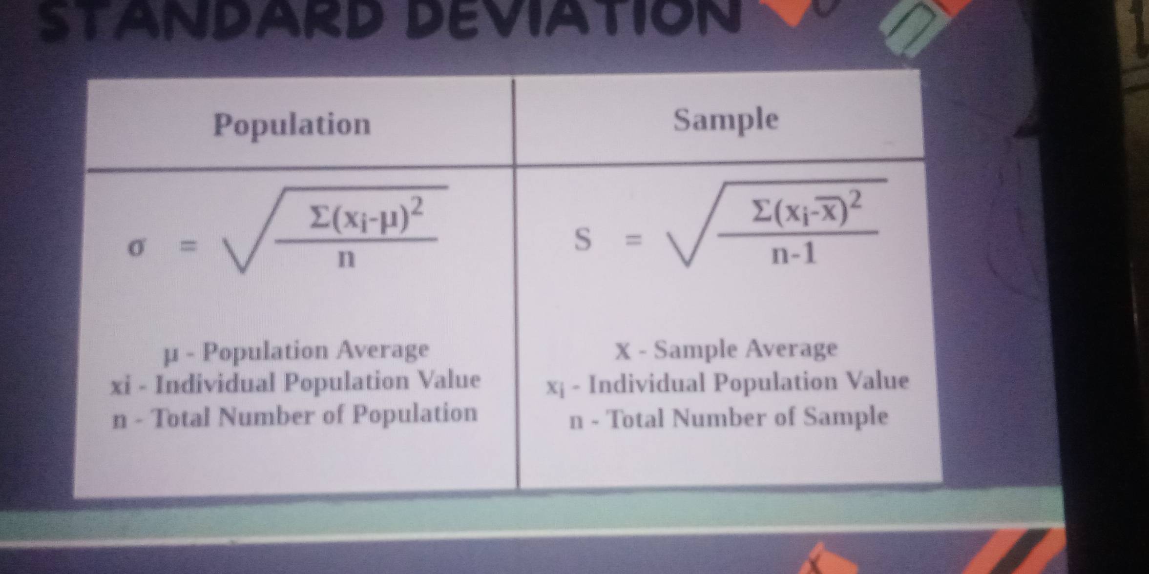 STANDARD DEVIATION