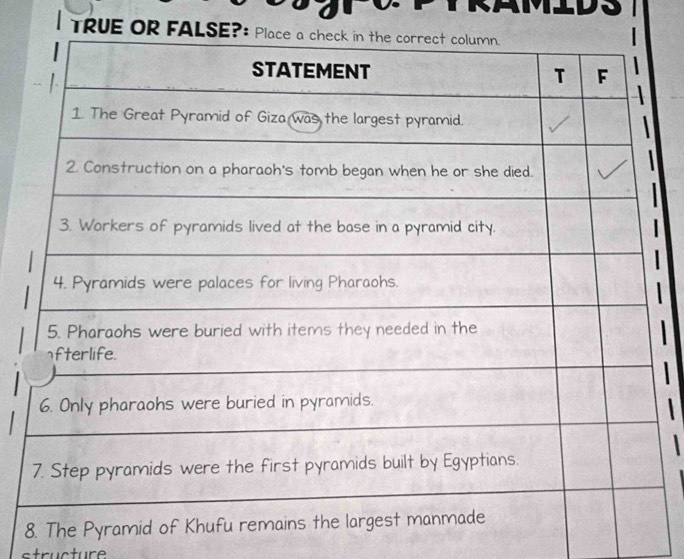 TRUE OR F
8
structure