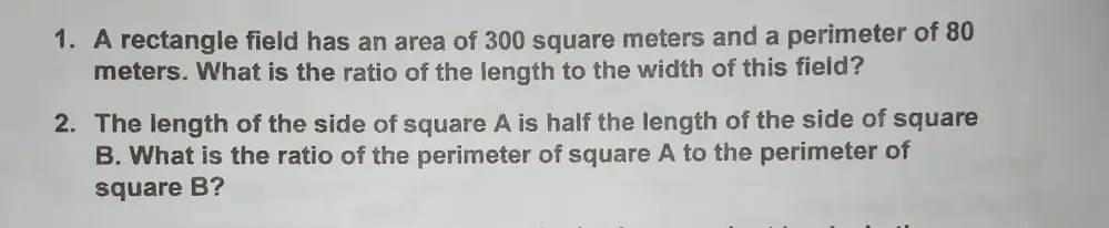 Solved: A rectangle field has an area of 300 square meters and a ...