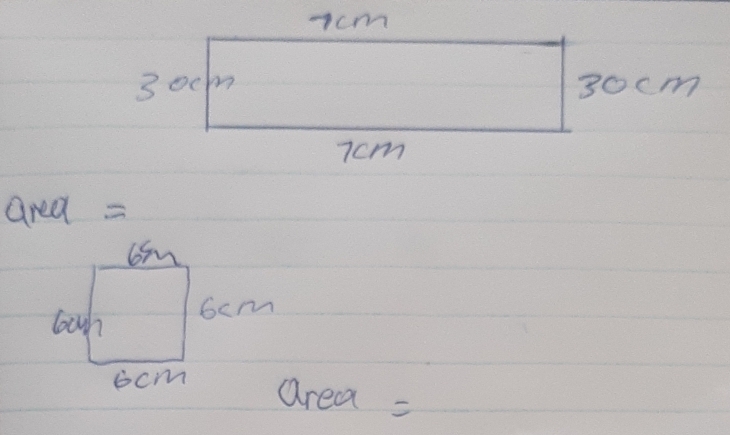 ncm
30cm 30cm
7cm
area =
area =