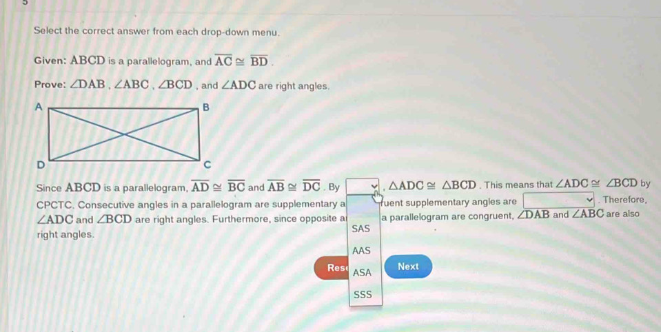 Solved: Select the correct answer from each drop-down menu