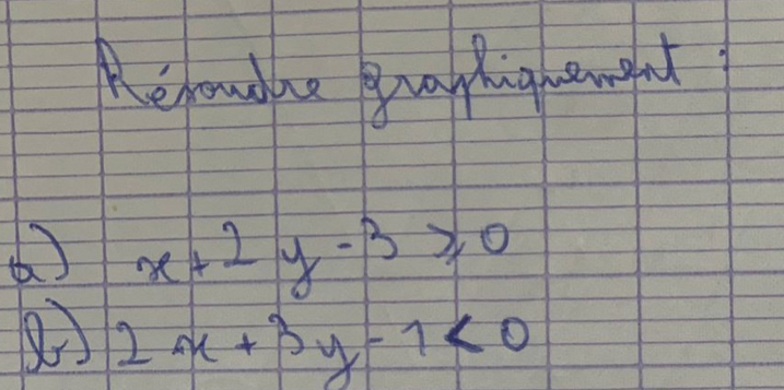 Renoudue gun Ming hngnt
x+2y-3≥slant 0
2x+3y-1<0</tex>