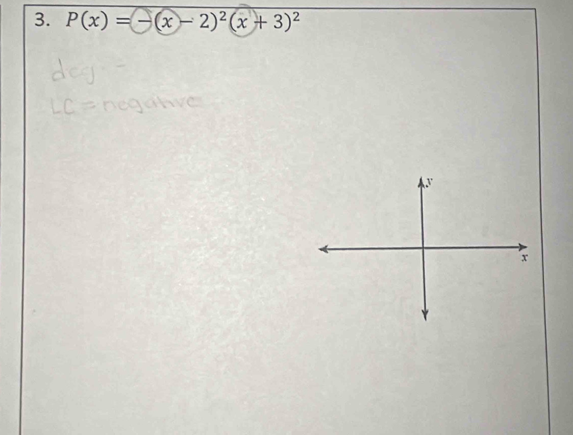 P(x)=-(x-2)^2(x+3)^2