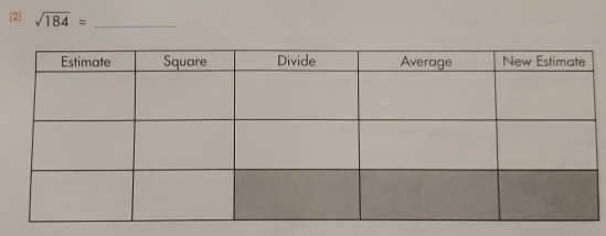 (2) sqrt(184)= _