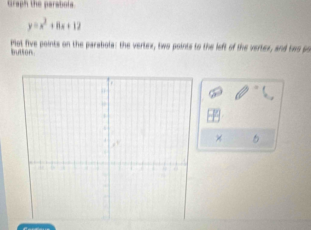 Solved: Graph the parabola. y=x^2+8x+12 Plot five points on the ...