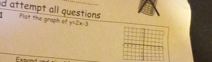 attempt all questions 
1 Plot the graph of y=2x-3