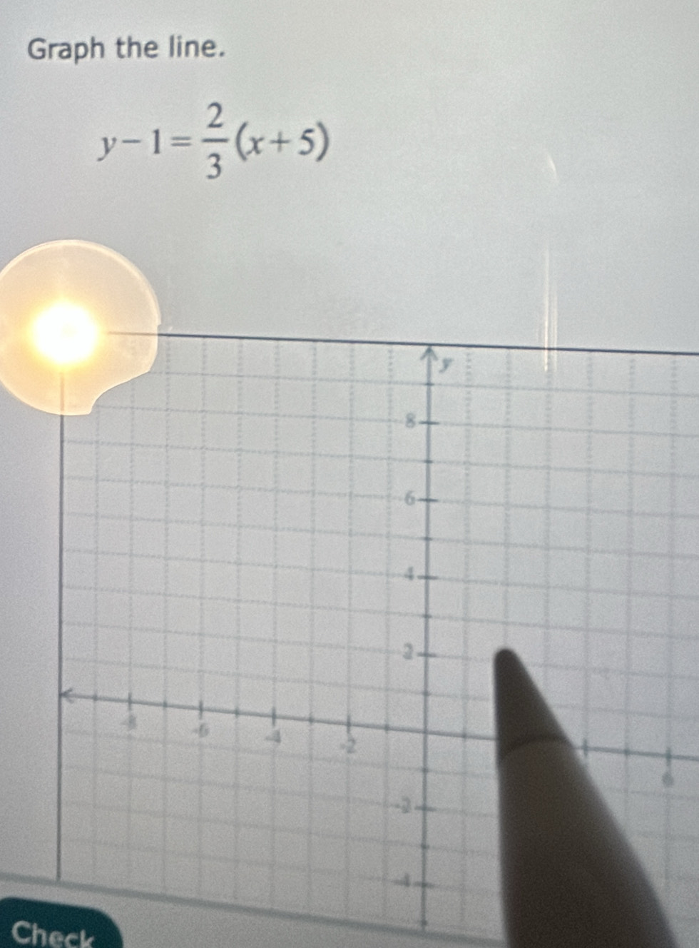 Graph the line.
y-1= 2/3 (x+5)
6
Check