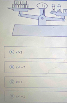 1
1
a x>2
⑧ x
x>7
D x