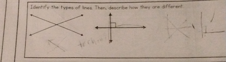 Identify the types of lines. Then, describe how they are different