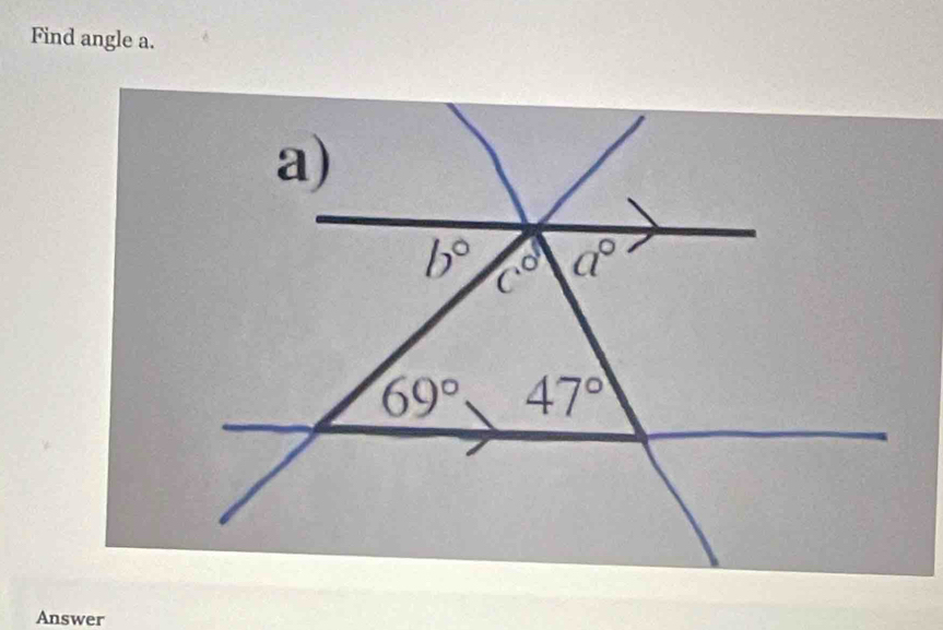 Find angle a.
Answer