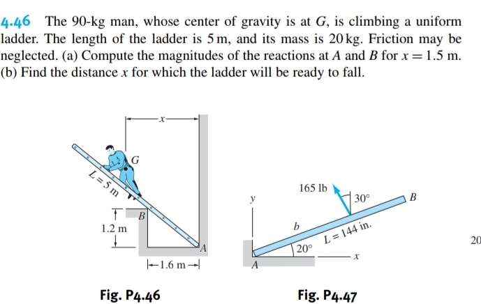 Solved: 4.46 The 90-kg man, whose center of gravity is at G, is ...