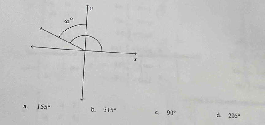 315° c. 90°
d. 205°