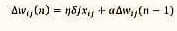 △ w_ij(n)=ndelta jx_ij+alpha △ w_ij(n-1)