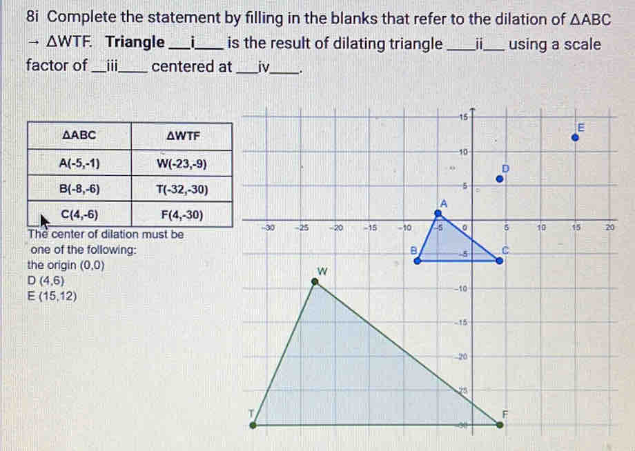 8i Complete the statement by filling in the blanks that refer to the ...