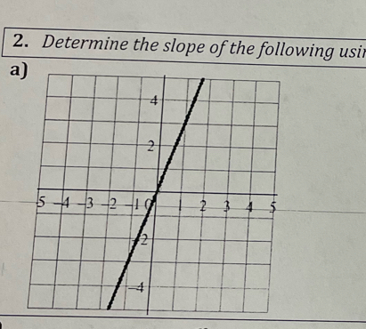 Determine the slope of the following usir 
a)