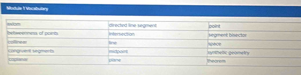 Module 1 Vocabulary