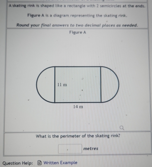 Solved: A skating rink is shaped like a rectangle with 2 semicircles at ...