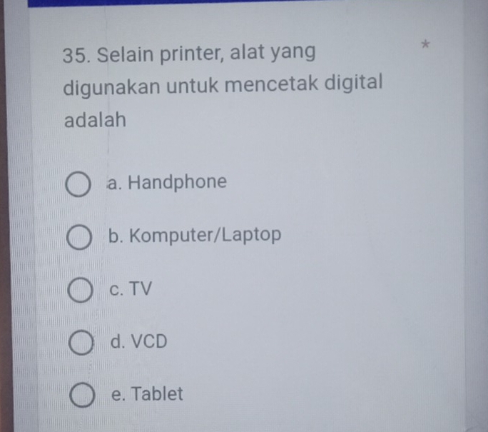 Telah dijawab:Selain printer, alat yang digunakan untuk mencetak ...