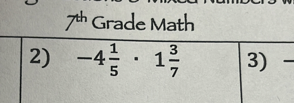 7^(th) Grade Math