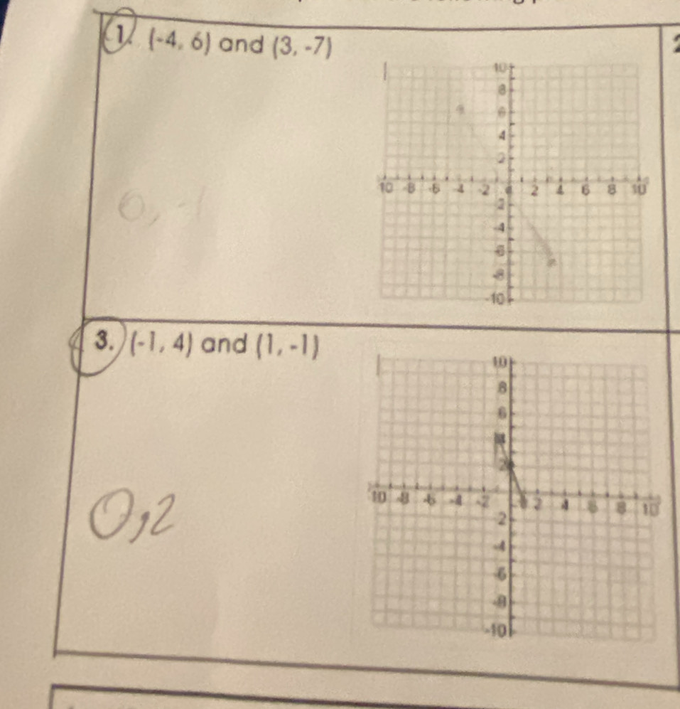 1 (-4,6) and (3,-7)
3. (-1,4) and (1,-1)