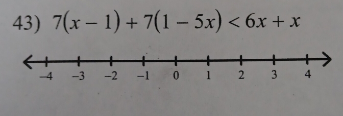 7(x-1)+7(1-5x)<6x+x