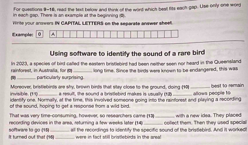 Solved: For questions 9-16, read the text below and think of the word ...