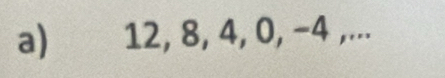 12, 8, 4, 0, −4 ,...