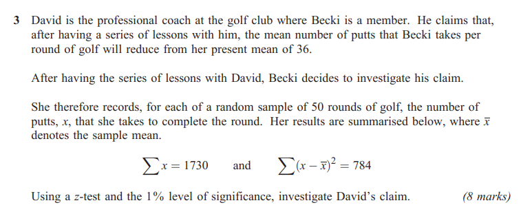 Solved: David is the professional coach at the golf club where Becki is ...