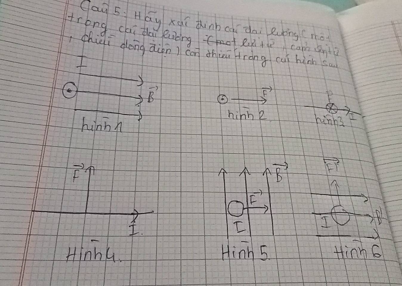 daq 5. Háyxq( àhinncqiàài euing (mo
trong cli dai liing ex+gē camnt
,chiei dōng ain con thin tróng cui hinn sa
6
vector B
vector F
hinnh
hink 2
hinn3 I
vector F
vector B
vector FI
vector F
I.
I
I
Hinhú Hinh 5 Hinn6