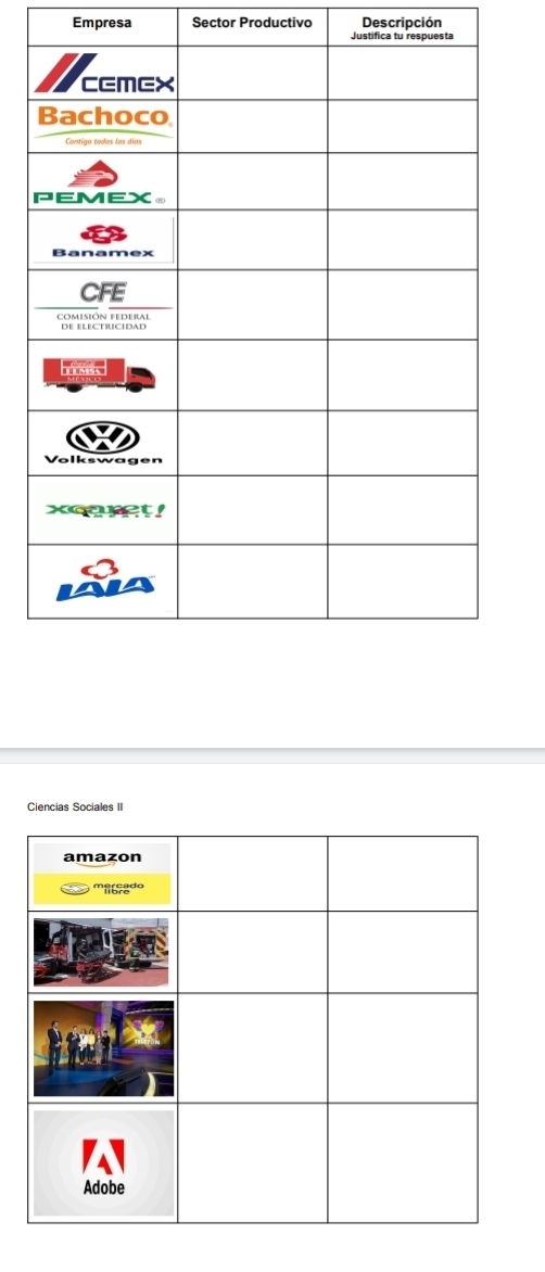 Empresa Sector Productivo Descripción 
Ciencias Sociales II