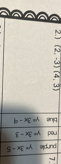 2.) (2,-3)(4,3) C
x < 
1