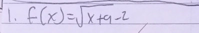 f(x)=sqrt(x+9)-2