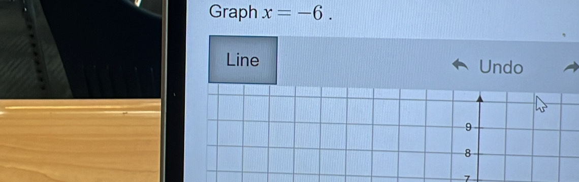 Graph x=-6. 
Line Undo 
7