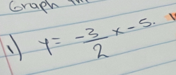 Graph to 
1 y= (-3)/2 x-5.