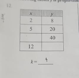 is proportion 
12.
 2/1 

_
k=