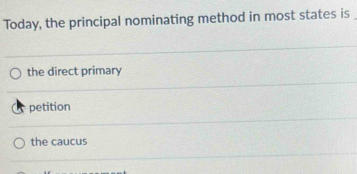 Today, the principal nominating method in most states is_