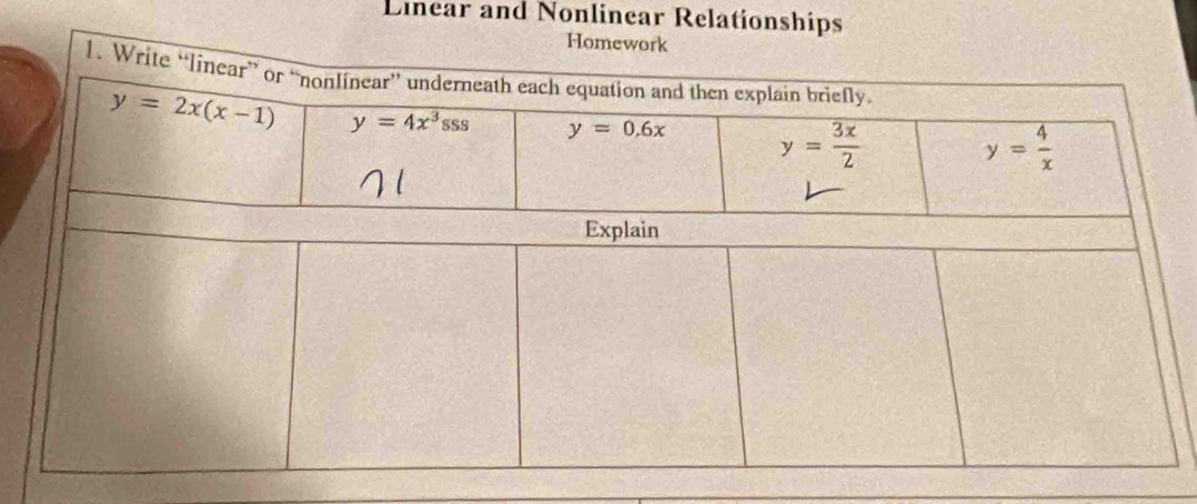 Linear and Nonlinear Relationships