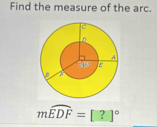 Find the measure of the arc.
moverparen EDG=[?]^circ 