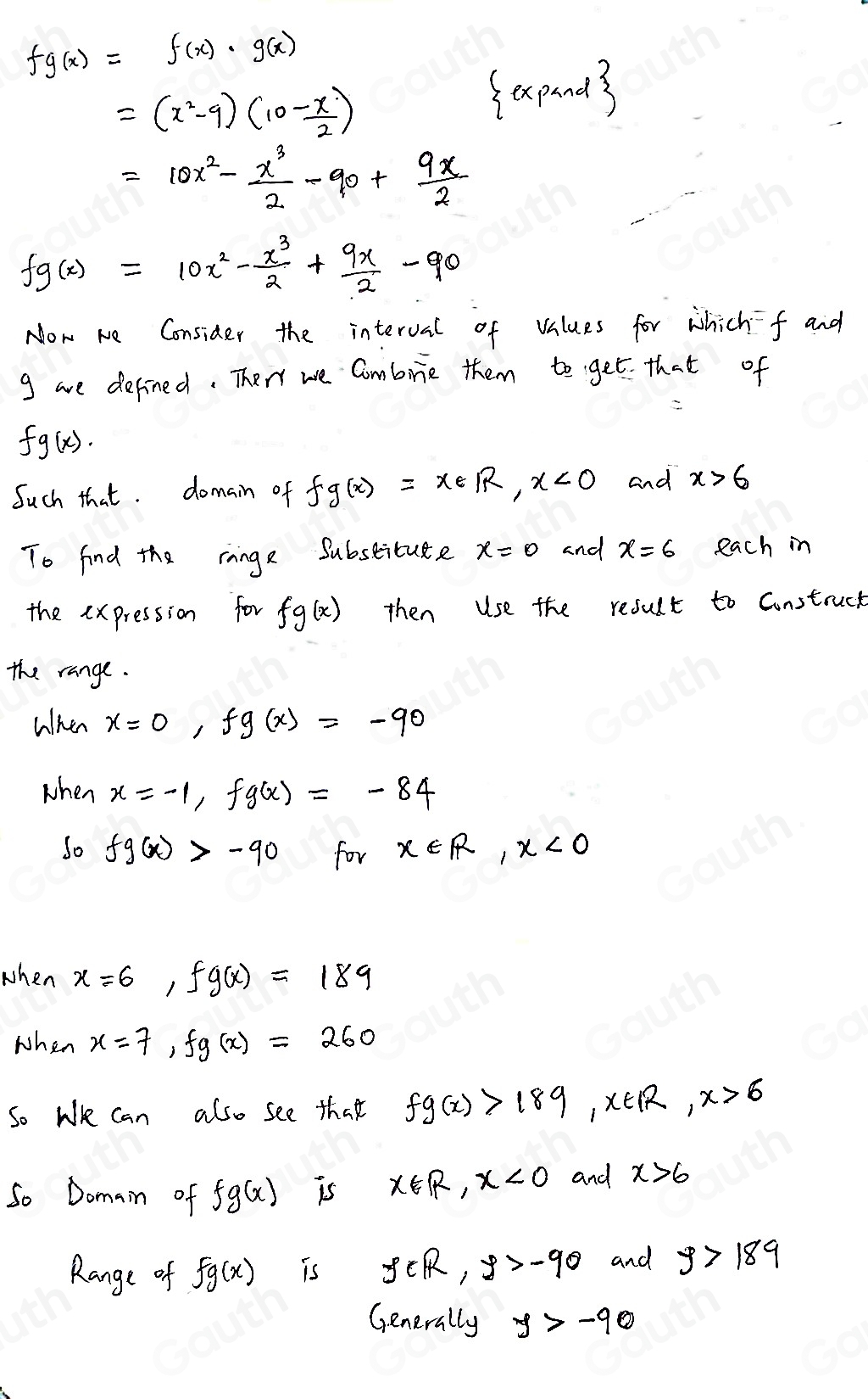 Selesai:15 f(x)=x^2-9 for x∈ R, x 6 Find the domain and range of