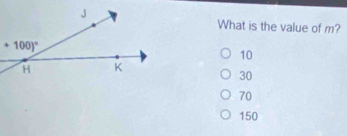 What is the value of m?
10
30
70
150