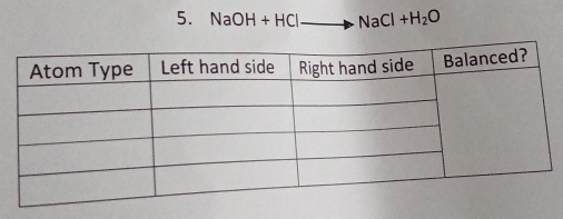 NaOH+HClto NaCl+H_2O