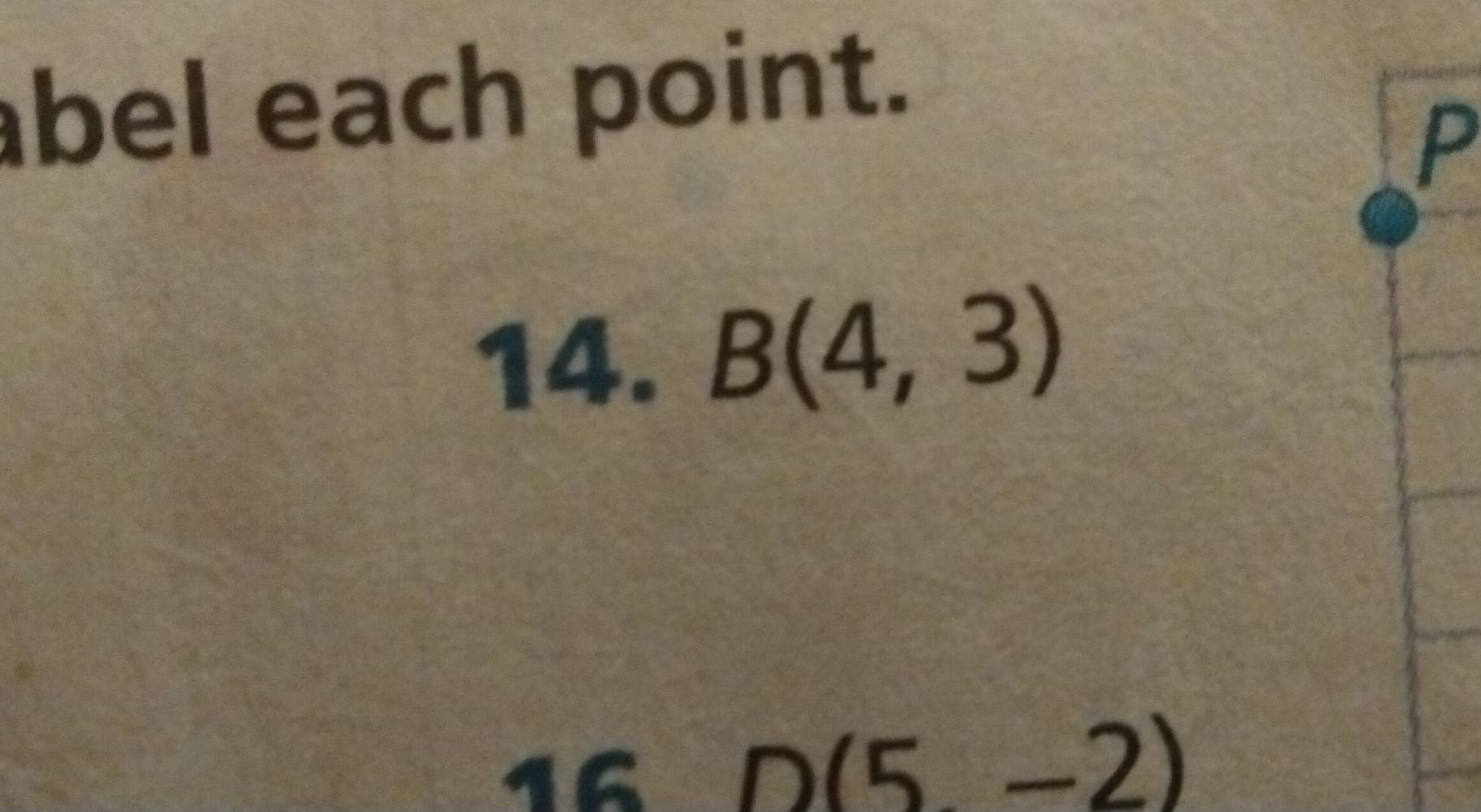 abel each point.
P
14. B(4,3)
16 D(5,-2)