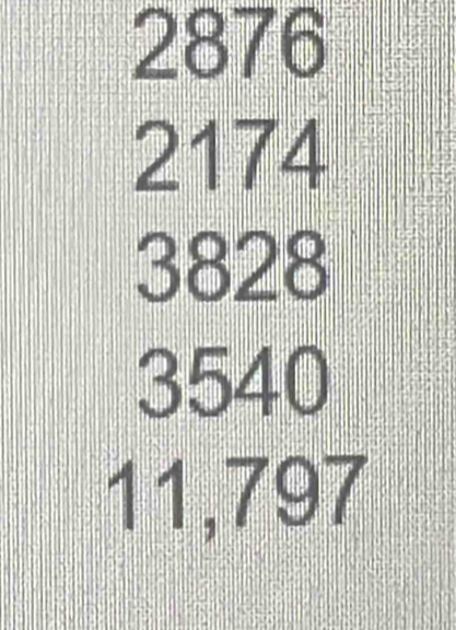 2876
2174
3828
3540
11,797