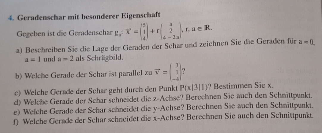 Gelöst:Geradenschar mit besonderer Eigenschaft Gegeben ist die ...