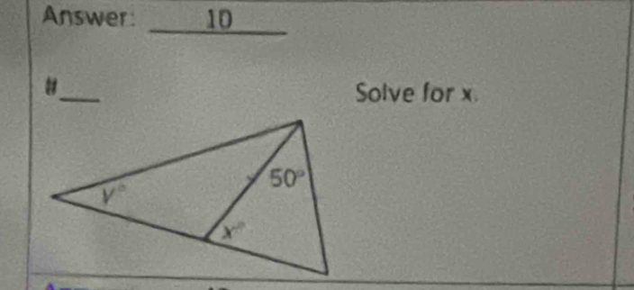 Answer: 10   
_
Solve for x.