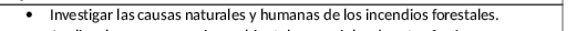 Investigar las causas naturales y humanas de los incendios forestales.