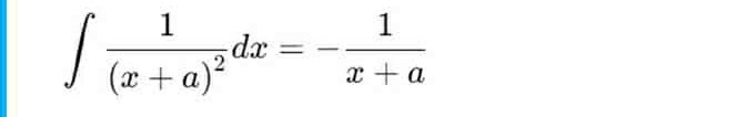 ∈t frac 1(x+a)^2dx=- 1/x+a 