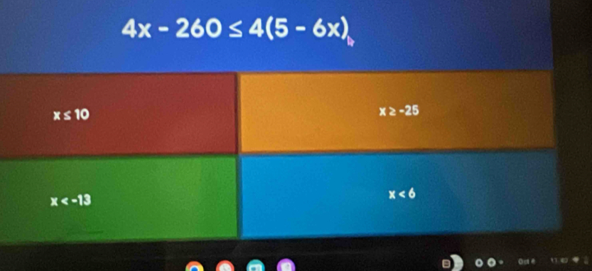 4x-260≤ 4(5-6x)