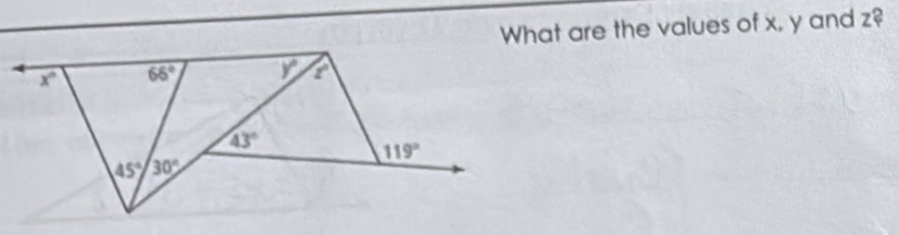 What are the values of x, y and z?